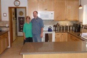 Mr. and Mrs. Feris in their newly remodeled kitchen. 