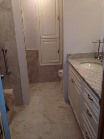 New Bathroom Floor & Cabinetry - After Remodel